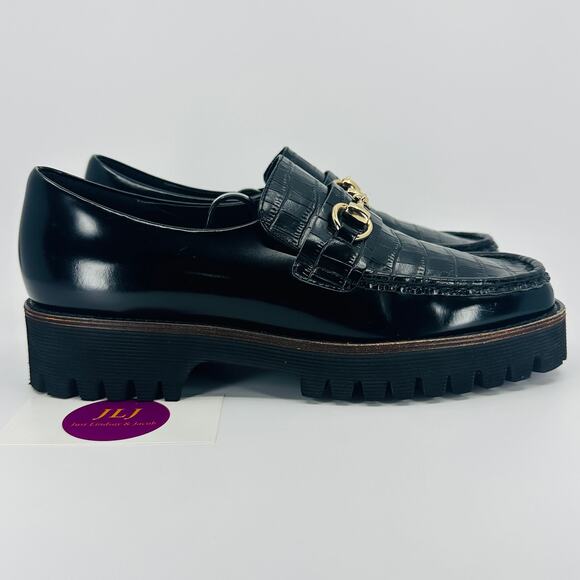 Intentionally Blank Women's HK-2 Croc Embossed Horsebit Lug Sole Loafers Size 9 - Picture 1 of 11